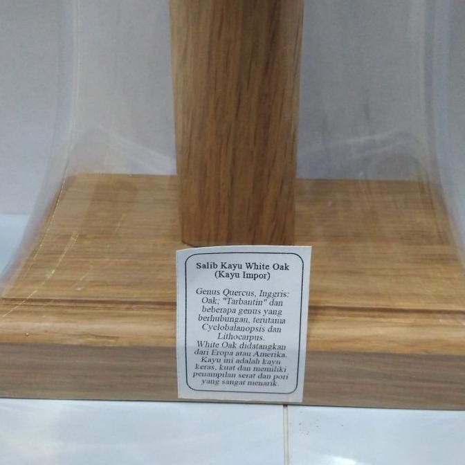 Salib Duduk Kayu White Oak Impor Silver / Salib meja Kayu