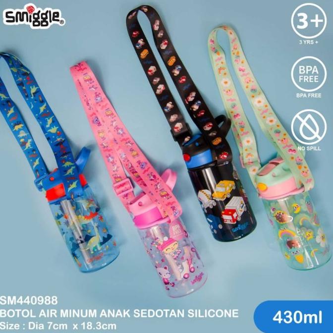 BOTOL MINUM WATERBOTTLE SMIGGLE TALI SEDOTAN SILIKON 430ML DAN 750ML