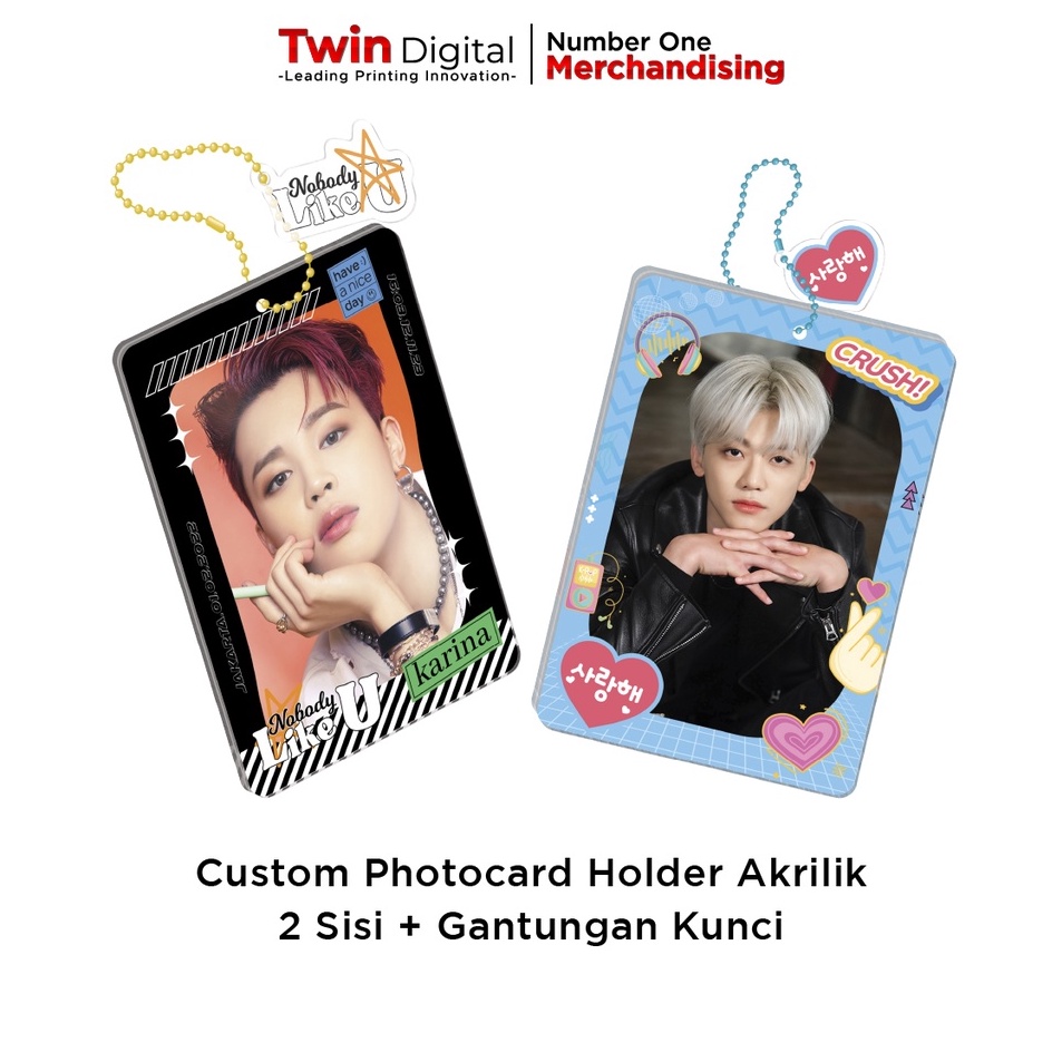 VA Twindigital Custom Design Photocard Holder Akrilik 2 Sisi Free Gantungan Kunci Poca Frame Deco - 