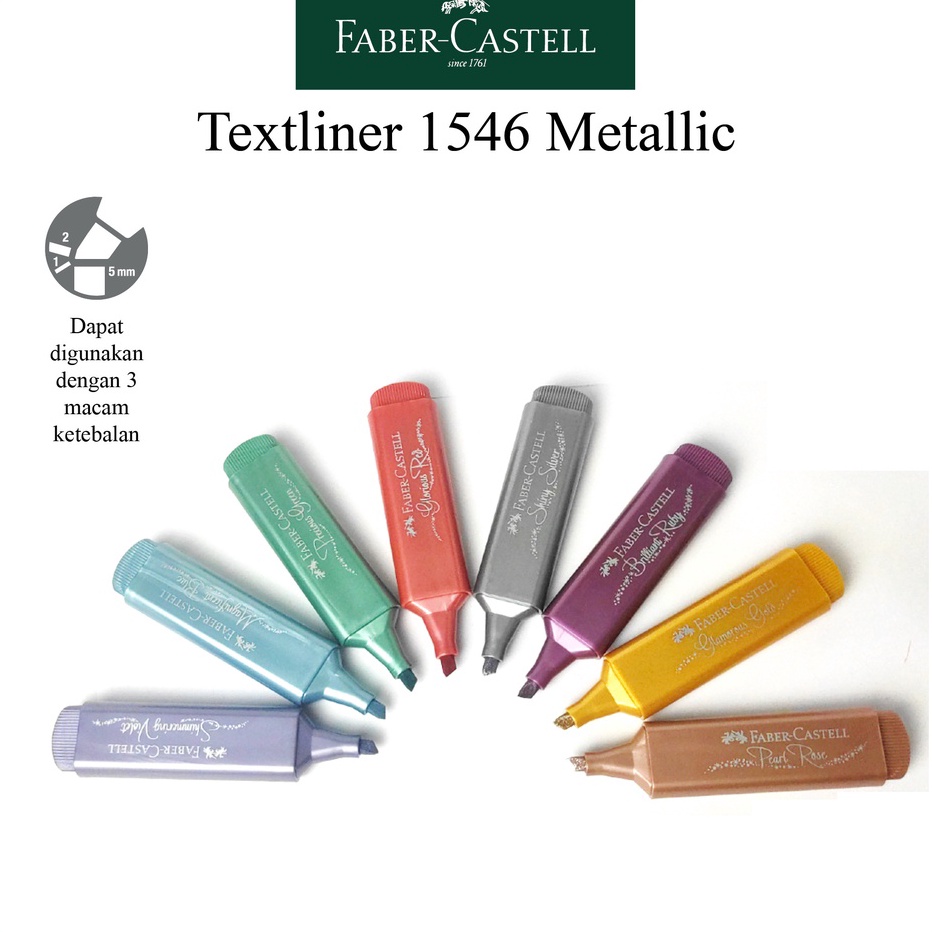 

✳Terlaku. EQRTF Textliner 46 Metallic Faber Castell Metalik 8 Warna Highlighter B97 Best