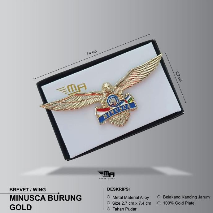 WING MINUSCA BURUNG GOLD PDH BRIVET BREVET PIN MINUSCA BURUNG GOLD