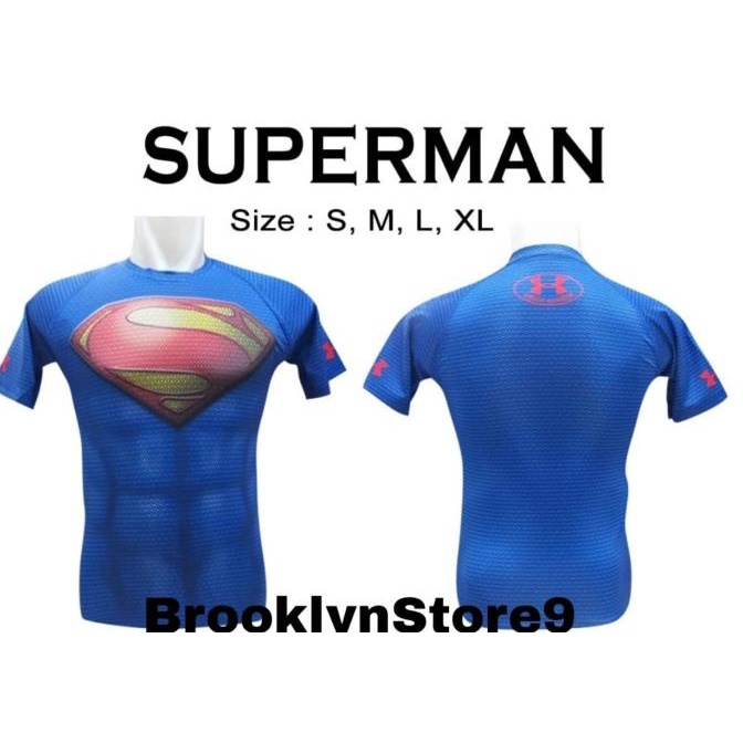 KAOS OLAHRAGA / MANSET / BASELAYER FULL PRINT SUPERMAN GYM