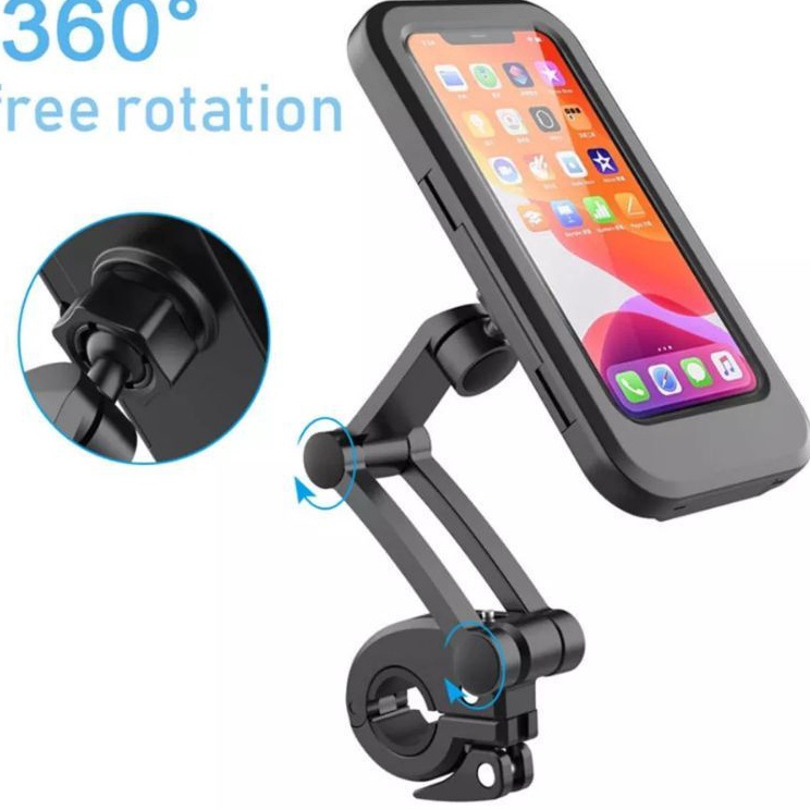 ➫ Holder Stang Motor Sepeda Waterproof Anti Air Hujan / Phone Holder Hp Motor Bracket Hp GPS ⁑ ✼
