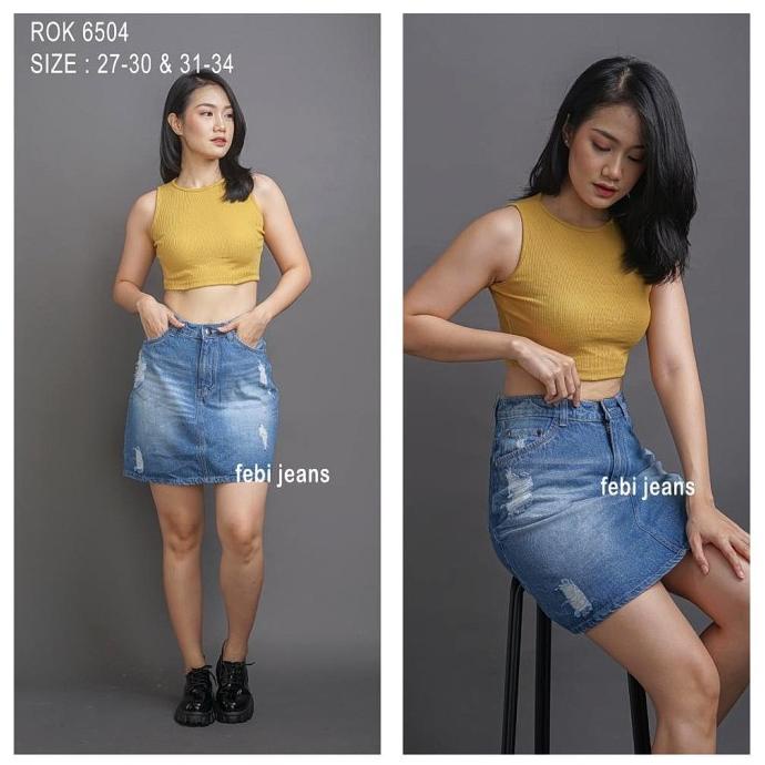 Rok Jeans Pendek Sobek Ripped 27-34