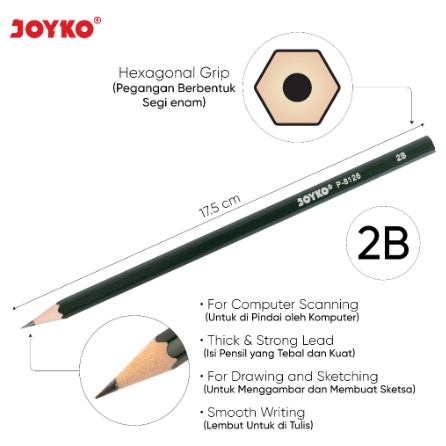 

CG9 JOYKO PENSIL / PENCIL KAYU KOMPUTER P-8126 2B ( 1 BOX = 12 PCS) UGQ