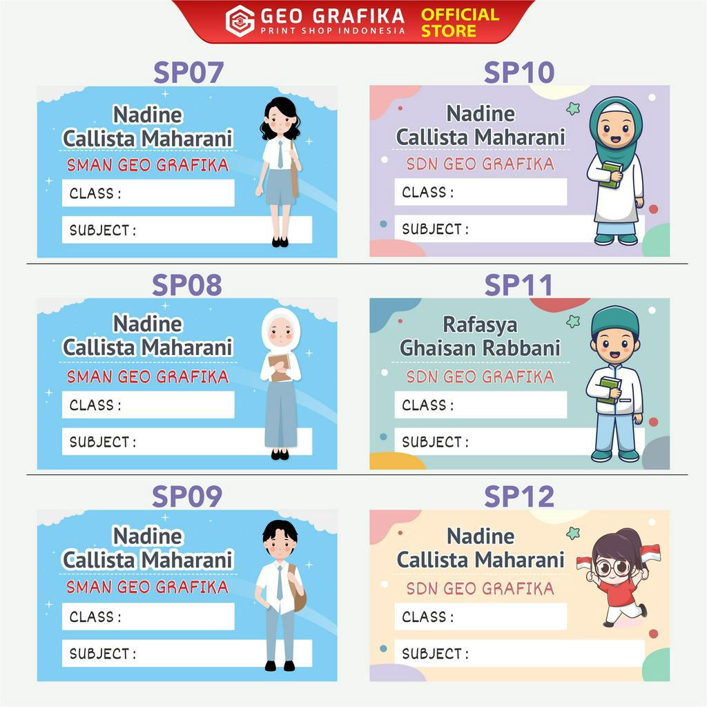 

WB5 STIKER LABEL BUKU PELAJARAN CUSTOM FREE DESAIN ISI 40 PCS K1P