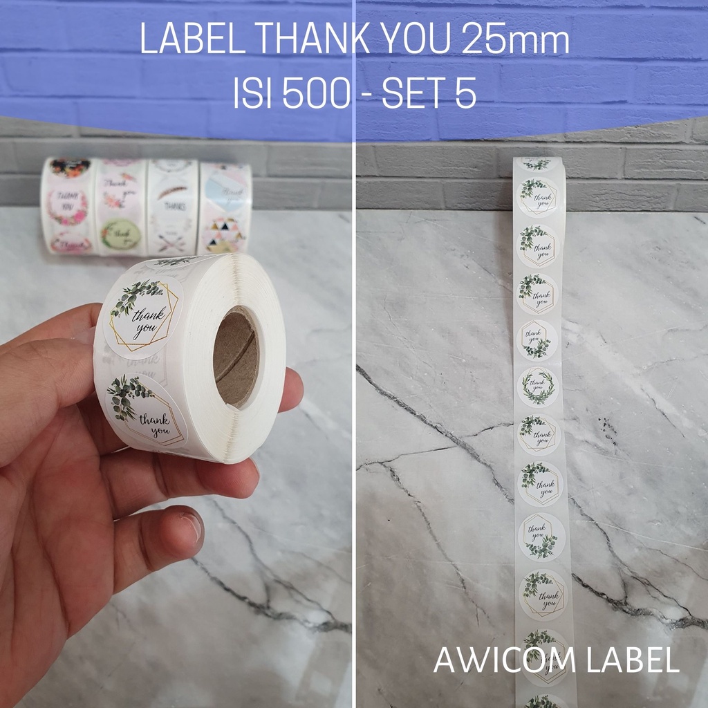 

LEA 500 PCS (1 ROLL) STIKER LABEL THANK YOU 25MM U3N