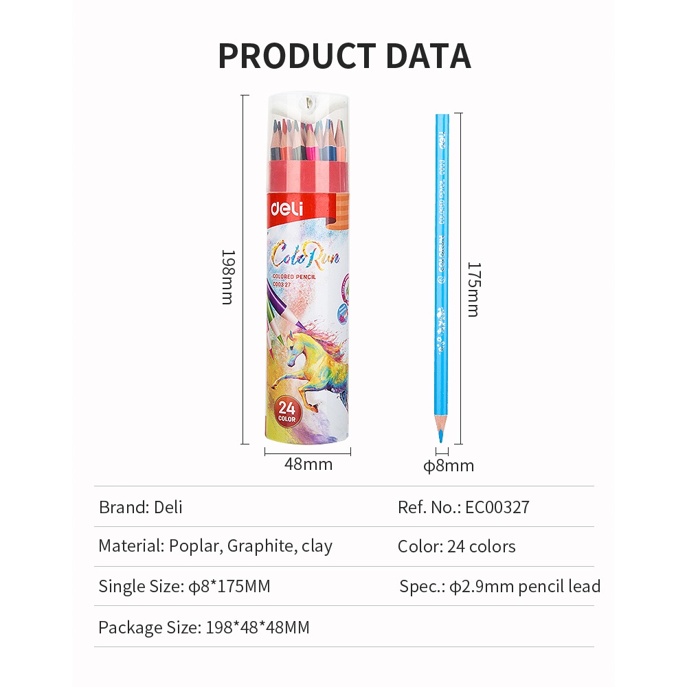 

QDN DELI PENSIL WARNA 12/24/36 WARNA DENGAN BONUS RAUTAN PENSIL PADA BOX EC00307 PIN