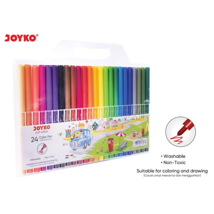 

HAL BRUSH PEN COLOR JOYKO CLP-47A24 24 SET WARNA WARNI PASTEL COLOURS CLP47A24 GROSIR LENGKAP ATK