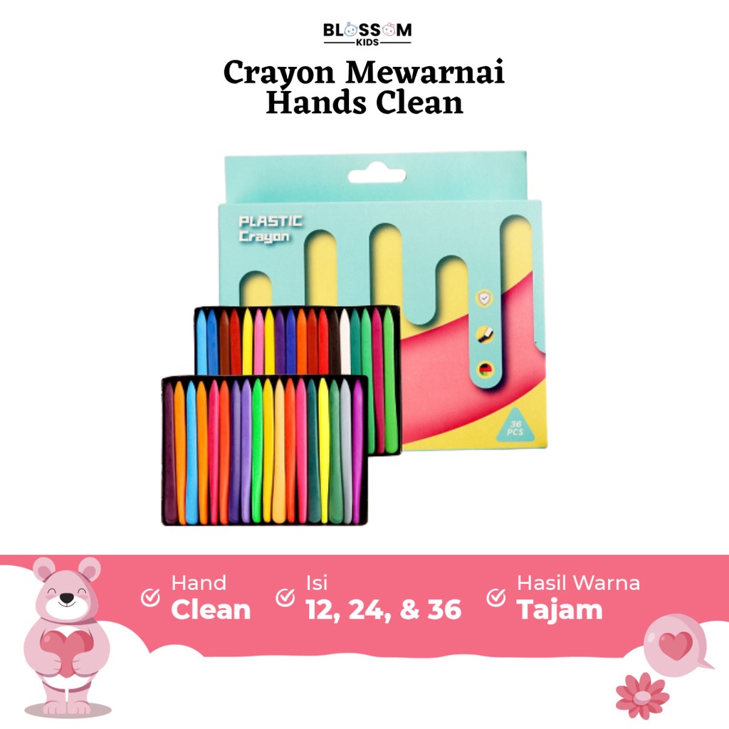 

OB2 CRAYON ANAK HANDS CLEAN NON TOXIC ANTI AIR TIDAK MEM DI TANGAN - BLOSSOM KIDS AJW