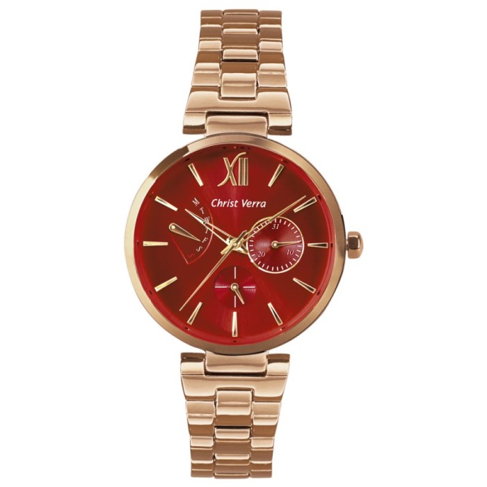Jam Tangan CHRIST VERRA CHRIST VERRA Wanita Original CV 64012L-15 BURGUNDY