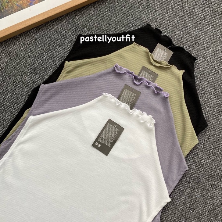 Terkini Inner Sleeveless Turtleneck Tanpa Lengan Wanita