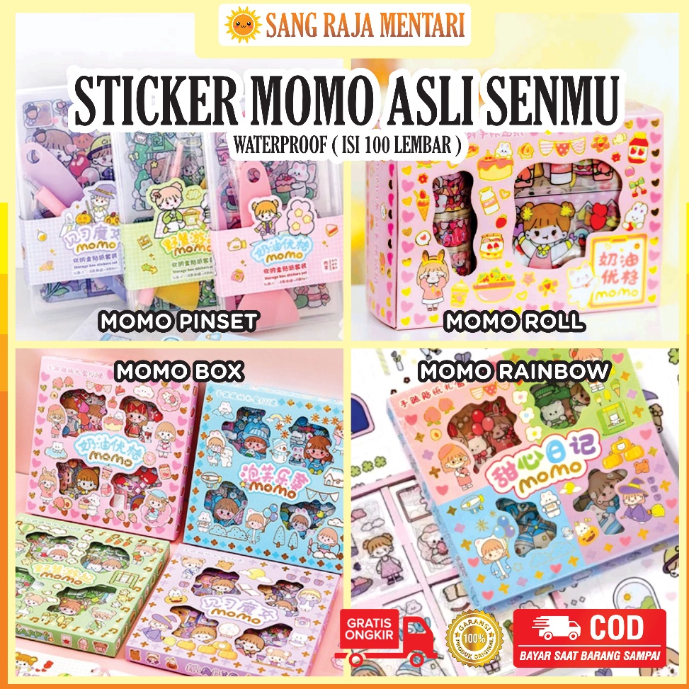 

MPGY4883 (COD )NEW_PRODUCT Sticker Momo Waterproof Dapat Box isi 100 Lembar Stiker