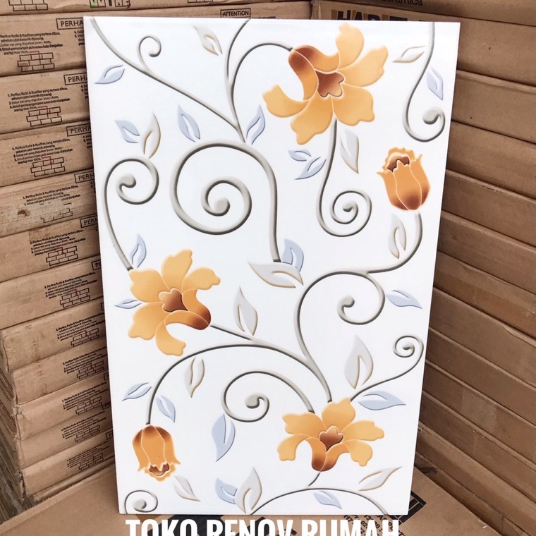 ' keramik dinding 25x40 bunga (glossy)/ keramik dinding motif bunga/ keramik dinding dapur/ keramik 