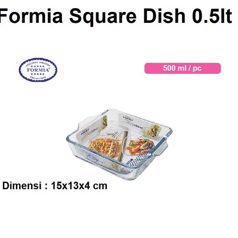 ↔EQB Formia Loyang Kaca Persegi 500 ml FR881CL05 ✱ ♠