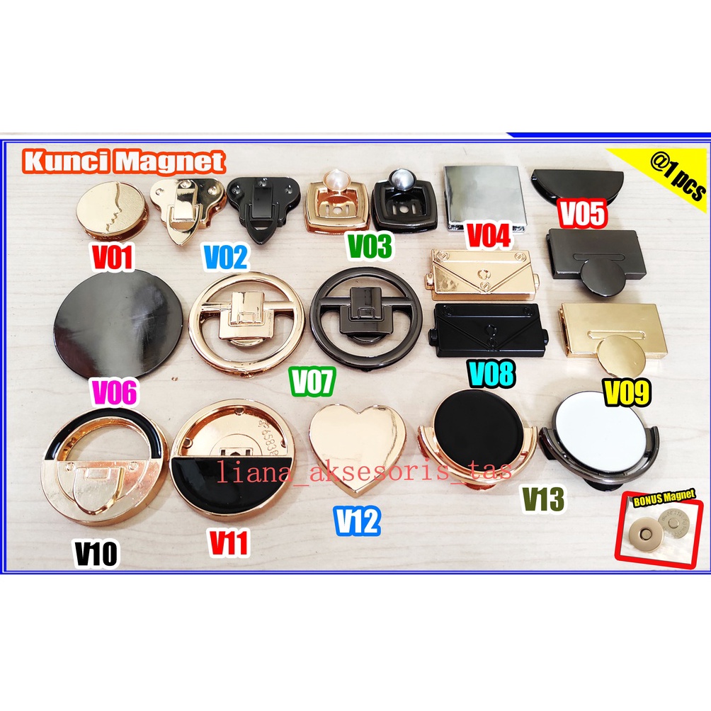 LKJ-76 AKSESORIS TAS CEWEK KUNCI TAS VARIASI KUNCI MAGNET TAS IMPOR (@1 PCS) VARIASI TAS MAGNET 122