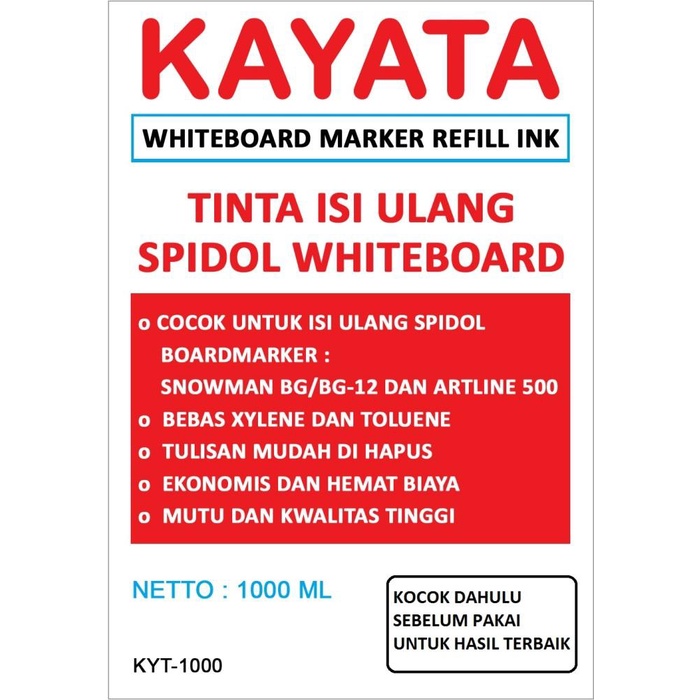 

Tinta Isi Ulang Spidol Whiteboard Kayata Ukuran Besar Literan 1 Liter