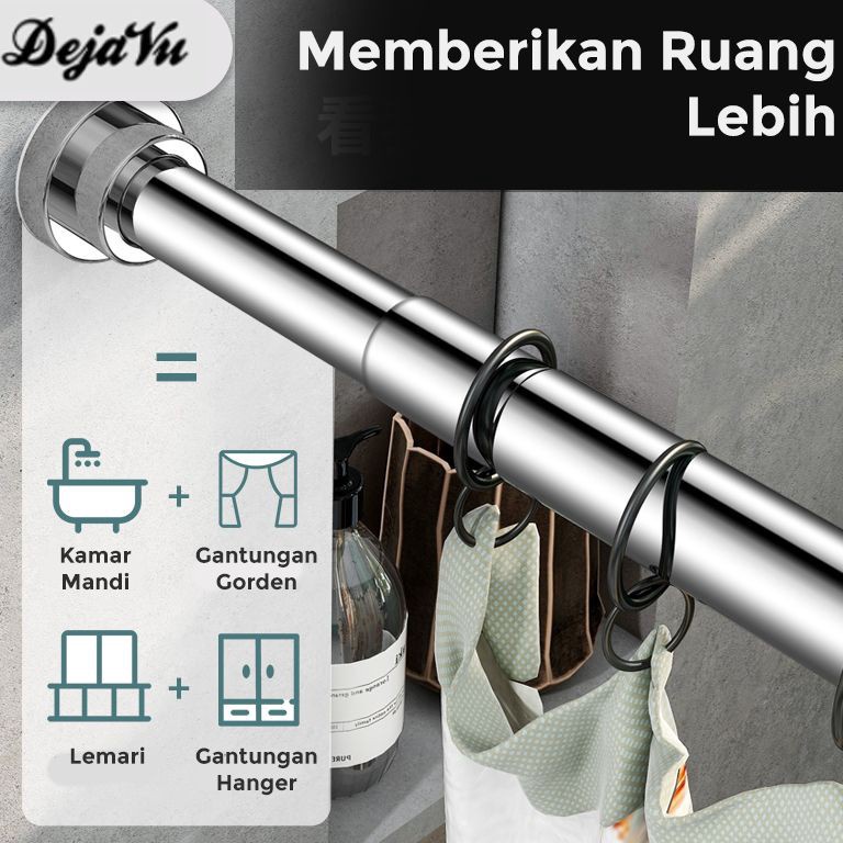 READY!. Dejavu Tiang Gorden Tiang Gantungan Tirai Fleksibel Tiang Jendela Tiang Hordeng Tirai Gantun