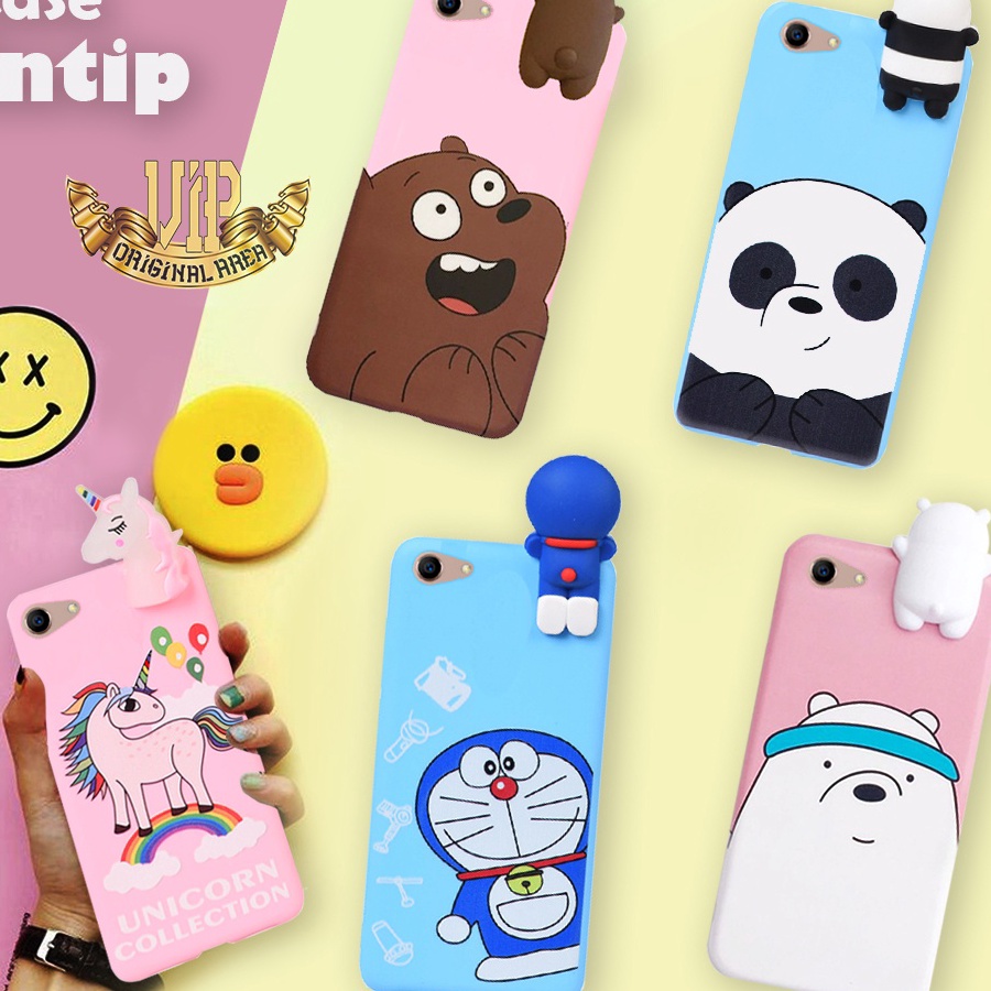 Ready Case Intip OPPO A16 A16s A54 A15 A15s A12 Soft Case Karakter Doraemon Panda Grizzly Pony Ice B