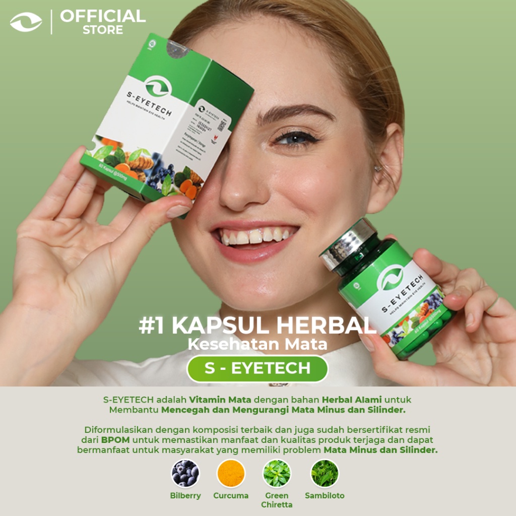 Suplemen 0bat Mata Minus & Silinder Terbaik & Terbukti Herbal & BPOM - S-EYETECH 30 KAPSUL Termurah