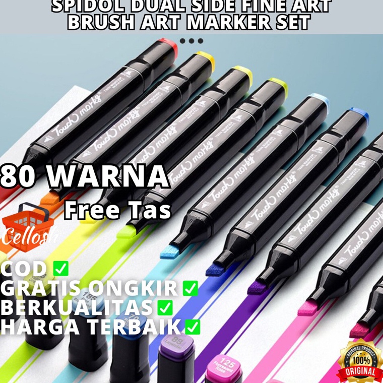 

MQSJ1890 ✔ Spidol Stabilo 12 24 30 48 60 80 Warna Dual Side Fine Art Brush Pen Animation Marker Set Sketsa