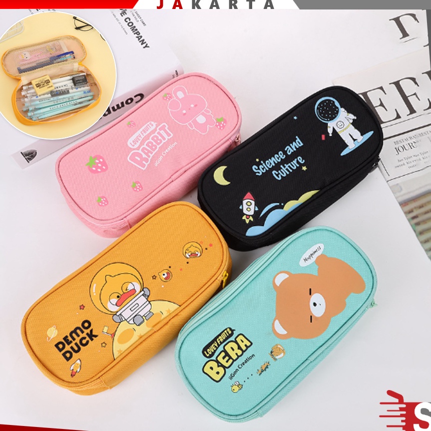 

® VII 2288 OSM JKT S5832 Tempat Pensil Resleting Lucu / Pencil Case Cartoon / Tempat Pensil Model Terbaru / Kotak Alat Tulis Korea Motif Lucu Terbaruϟday