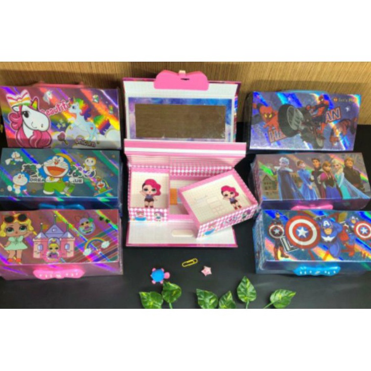 

CFVR9953 MEGA sALE kotak pensil KODE 3 TINGKAT metalik 3dimensi/pencil case password/kotak pin