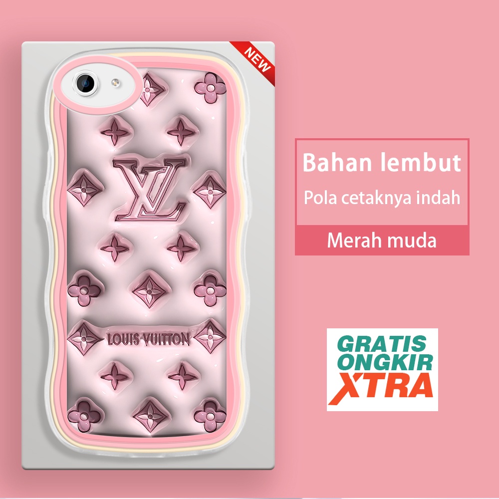 jinsouwe OPPO F1S F3 F5 PLUS YOUTH F7 F11 PRO F9  Casing Ponsel  Pola LV Merah Muda 3D  warna-warni 