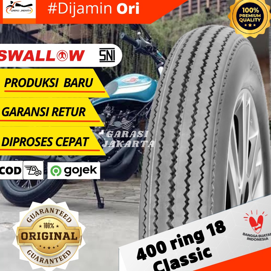 ｀ Ban luar motor ring 18 400 swallow klasik japstyle ring 18 400 e Premium •.