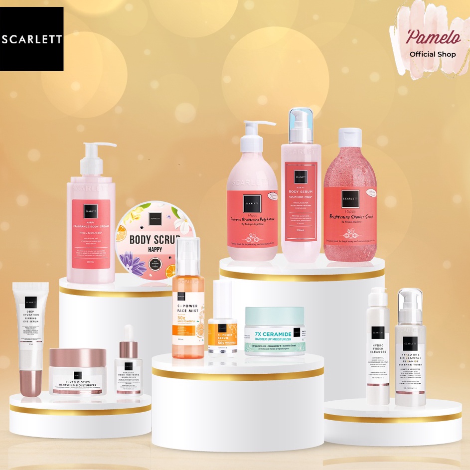 In Stock ❤️ Pamelo ❤️ [BPOM] SCARLETT WHITENING PERAWATAN WAJAH & BODY CARE SERIES | Happy Series | 