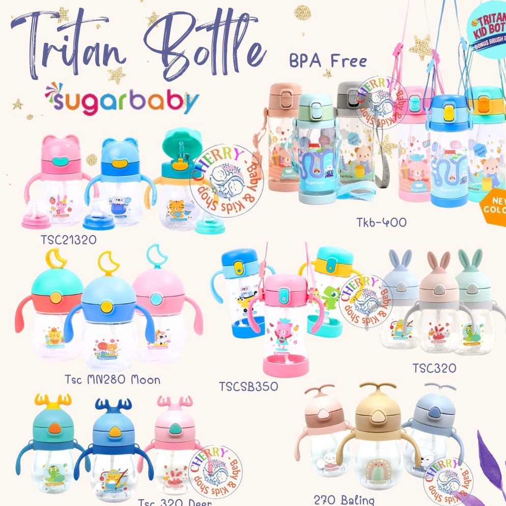 Terlaris TERLENGKAP Botol Sugar Baby Tritan Sippy Star, Rabbit, 2in1, Kid Bottle CBKS