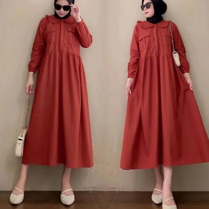 Haspi Dress Bahan Katun Rayon Fashion Wanita Gamis Muslim Dress