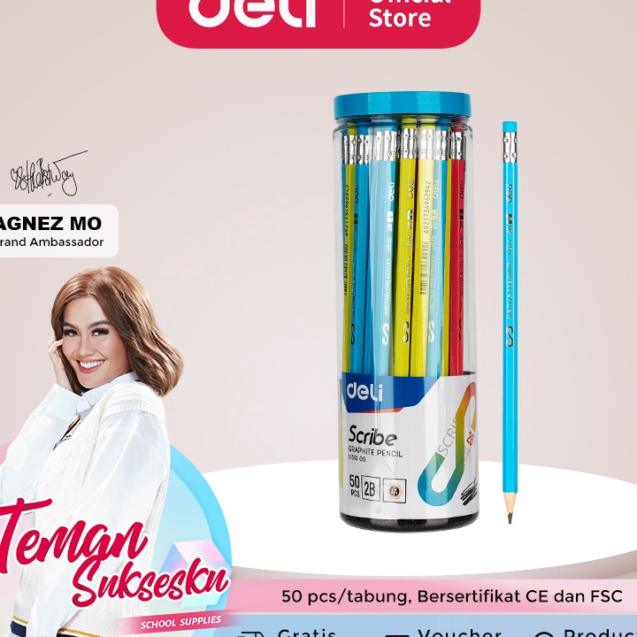 

HYCB3010 COD Deli Pensil 2B dengan penghapus 50 pcs/tabung sudah di raut EU51006