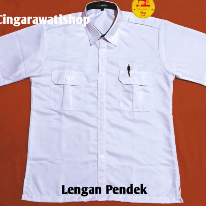 ➶⁎✶ Kemeja Pdh Putih Pns Pria Baju PNS Putih Pria Seragam Pns Putih Pria Kerah Dalam Hitam Baju Dina