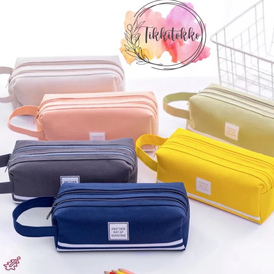 

ZRCJ5818 【MEGA SALE】 Kotak Pensil Besar Double Zipper Warna Pastel Dua Resleting Dual Zipper Muat Banyak