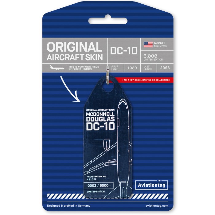 DISKON SPESIAL AVIATION TAG MCDONNELL DOUGLAS DC-10 - N326FE ( BLUE) TERMURAH