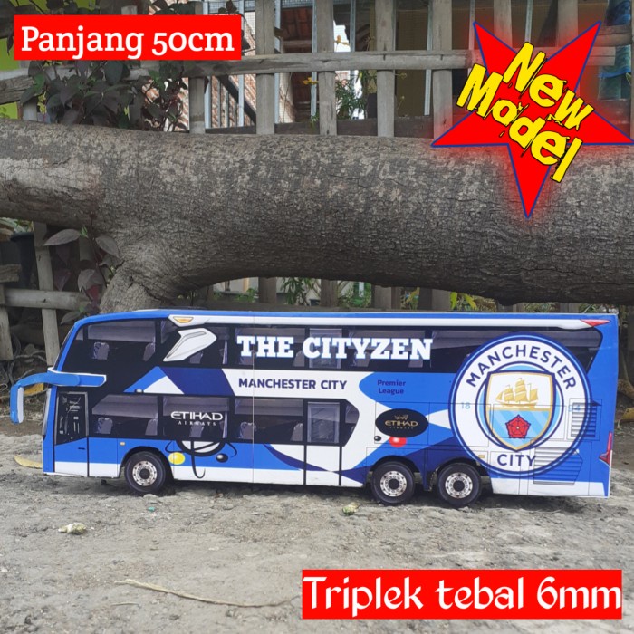 FLASH SALE MINIATUR BUS MANCHESTER CITY FC DOUBLE DECKER TERMURAH