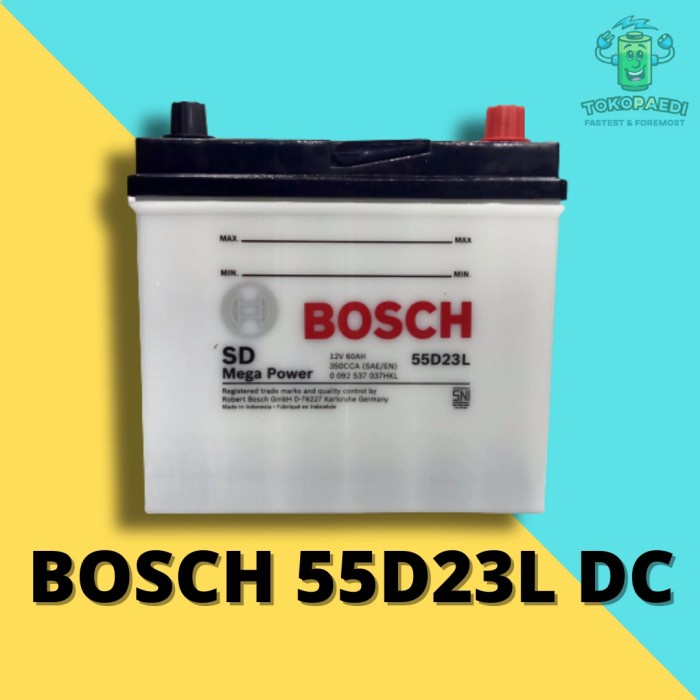 AKI ACCU MOBIL BOSCH 55D23 L 55D23L BASAH ALPHARD FORTUNER CHEVROLET