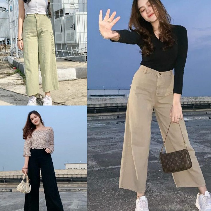 Diskon Celana Kulot Wanita Jeans Warna Kulot Lilac Putih Army Coklat Khaki Jins Masakini
