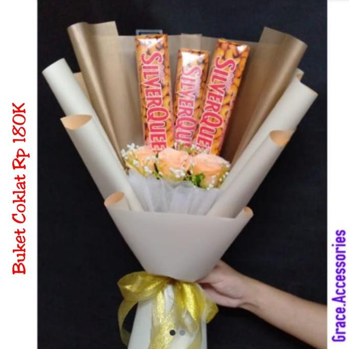 

6.6 Buket Bucket Bouquet Makanan Snack Coklat Silverqueen Hadiah Wisuda