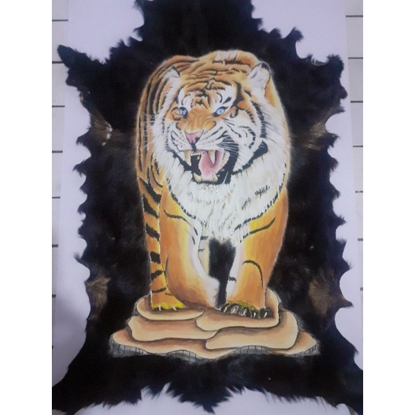 Lembaran kerajinan kulit kambing motif Harimau