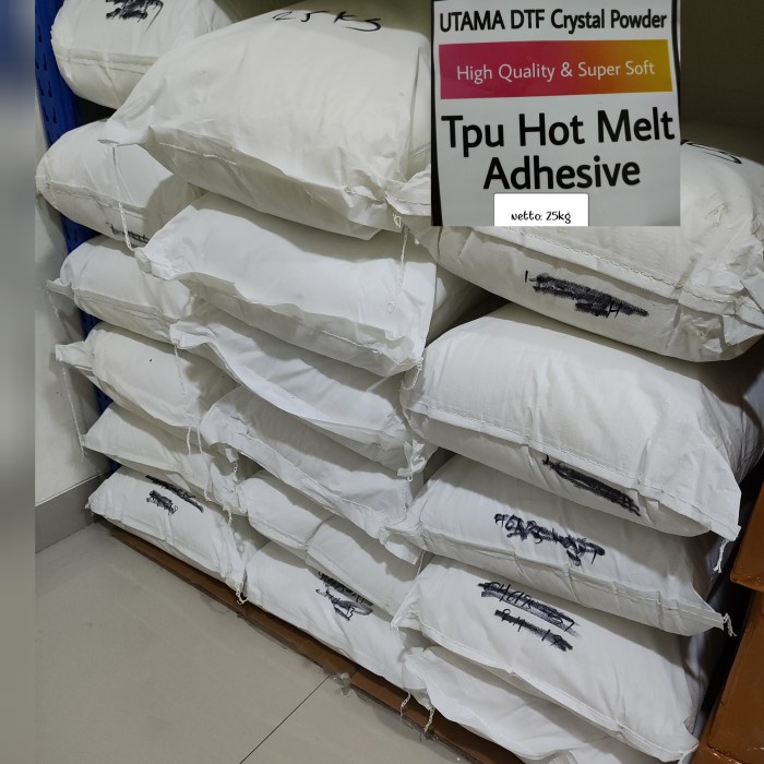 

Best Seller Tpu Hot Melt Adhesive Crystal Powder Dtf Lem Bubuk Pet Film 1 Sak 25Kg