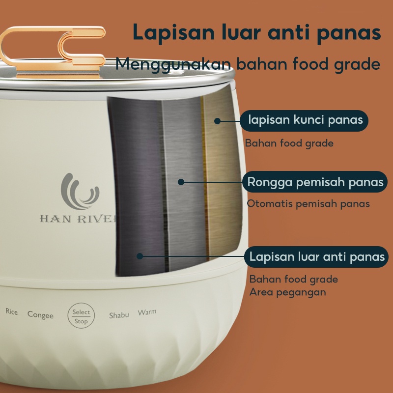 BEST SALE [Pengiriman dari Banjarmasin]HAN RIVER Rice Cooker Mini 300W Elektronik Rice Cooker