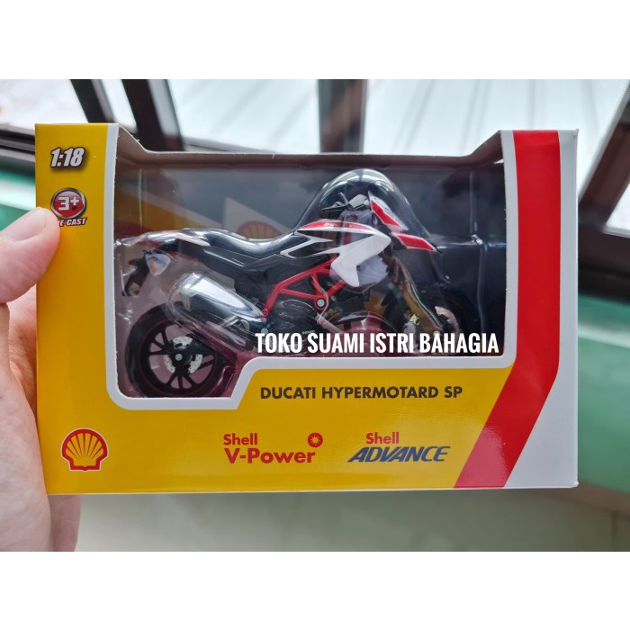 PROMO SHELL DUCATI HYPERMOTARD DIECAST MOTOR MAINAN HADIAH V-POWER ORIGINAL TERLARIS