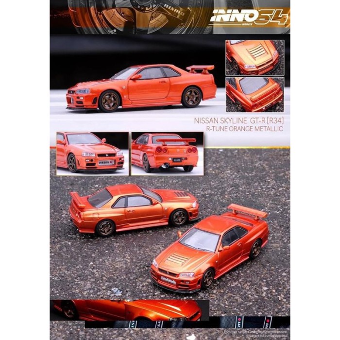 DISKON SPESIAL INNO64 INNO NISSAN SKYLINE GTR R34 R-TUNE ORANGE METALLIC TERMURAH