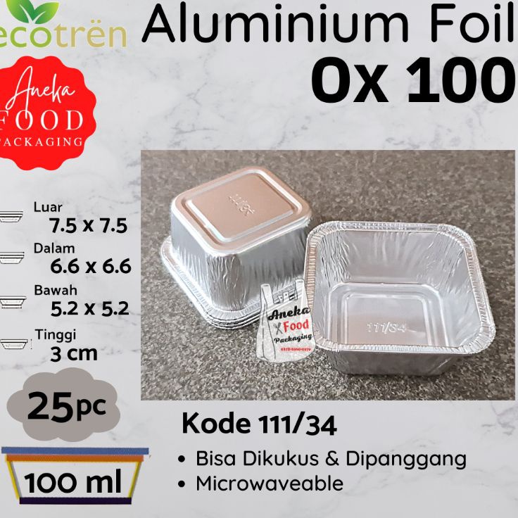 ➷➷✻✫ 25pc- Wadah cup aluminium foil kotak loyang kingfoil Ox 100 Grosir