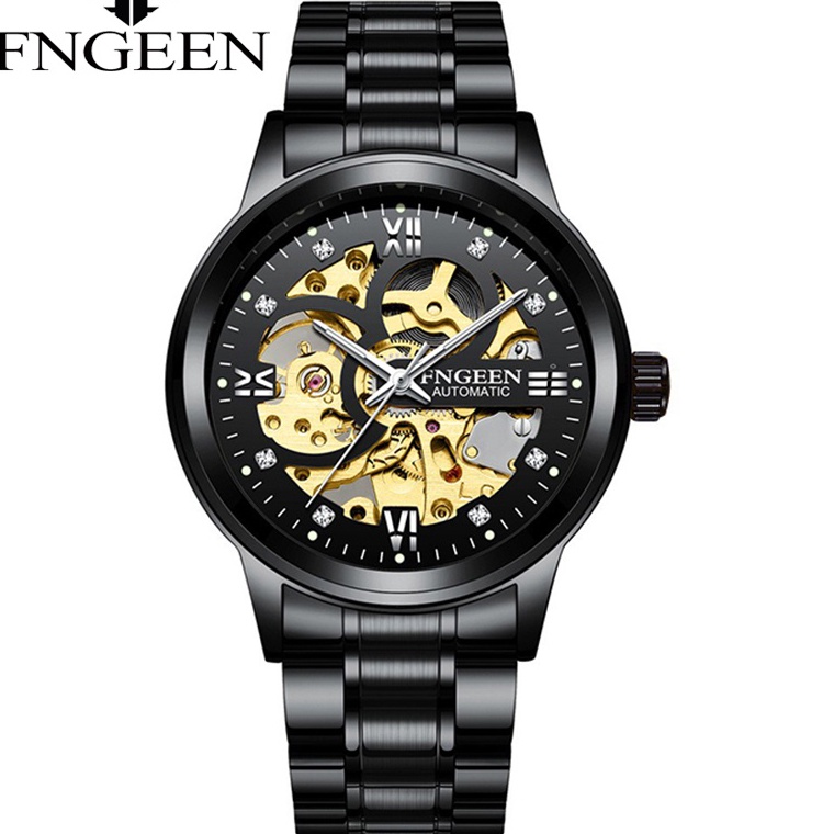 ✨ FNGEEN 6018 Mekanik Otomatis Jam Tangan Pria Luxury Stainless Steel Original Anti Air Automatic Watch + Kotak Gratis ?