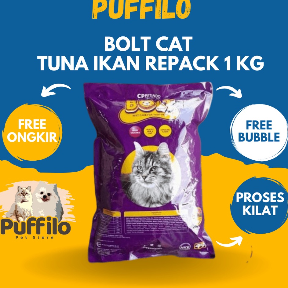 Terlaris MAKANAN KUCING BOLT CAT TUNA IKAN DONAT DRY CAT FOOD 1KG Murah
