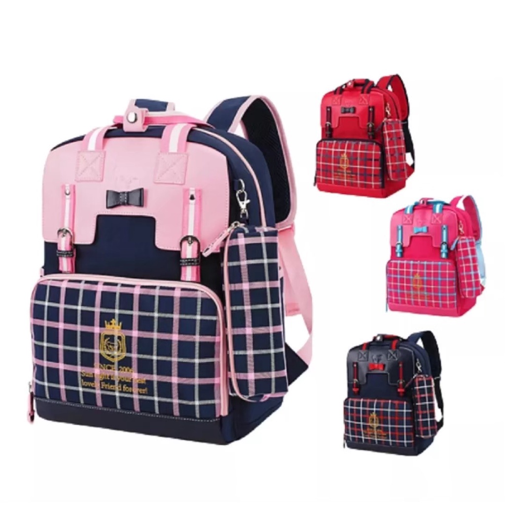 STORE Ransel Batik Motif Kotak / Tas Ransel Sekolah Wanita / Tas Ransel Anak TK SD SMP / Tas Gendong