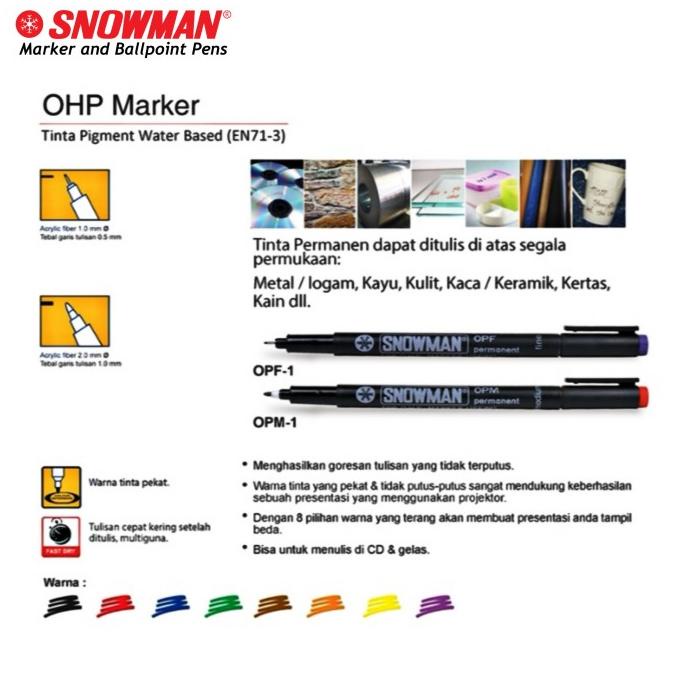 

Silahkan Order] Spidol Kecil Permanent Snowman OHP Marker Pulpen Permanen OPF OPM